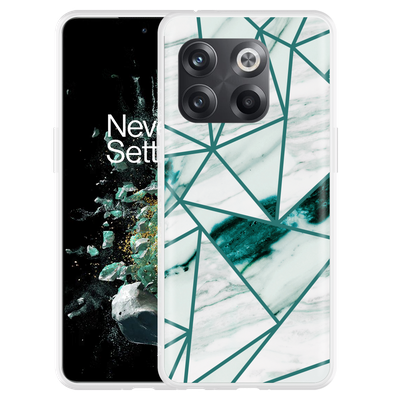 Cazy Hoesje geschikt voor OnePlus 10T - Polygon Marmer Groen