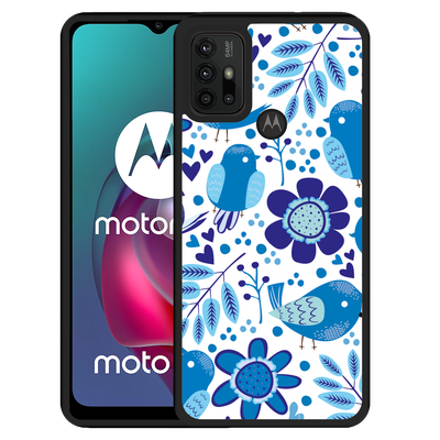 Cazy Hardcase hoesje geschikt voor Motorola Moto G10 - Blue Bird and Flower