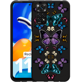 Hoesje Zwart geschikt voor Xiaomi Redmi Note 11/11S - Vlinder Symmetrie