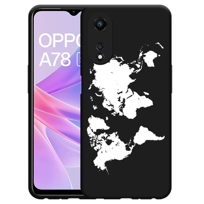 Cazy Hoesje Zwart geschikt voor Oppo A78 5G World Map