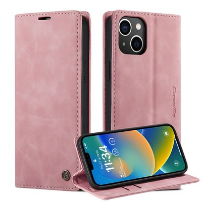 Caseme Hoesje geschikt voor iPhone 15 - Retro Wallet Case - Roze