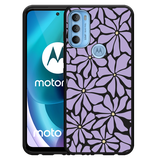 Hoesje Zwart geschikt voor Motorola Moto G71 Abstracte Paarse Bloemen