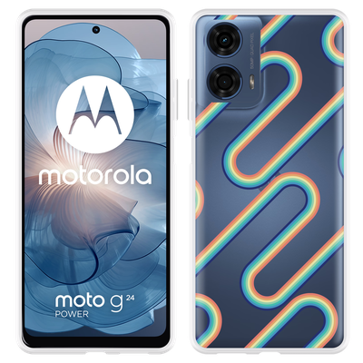 Cazy Hoesje geschikt voor Motorola Moto G04/G04s/G24/G24 Power Retro Regenboog II