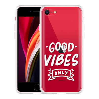 Cazy Hoesje geschikt voor iPhone SE 2020 - Good Vibes wit