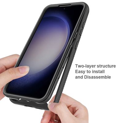 Cazy 360 Defense hoesje geschikt voor Samsung Galaxy S24 - met ingebouwde screenprotector - Zwart