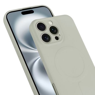 Cazy Soft Color TPU Hoesje geschikt voor iPhone 16 Pro - met Magnetische Ring - geschikt voor Magsafe - Ivory