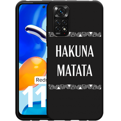 Cazy Hoesje Zwart geschikt voor Xiaomi Redmi Note 11/11S - Hakuna Matata white