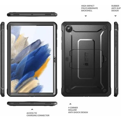 Supcase Unicorn Beetle Pro Hoes geschikt voor Samsung Galaxy Tab A8 - Met ingebouwde screenprotector - Zwart