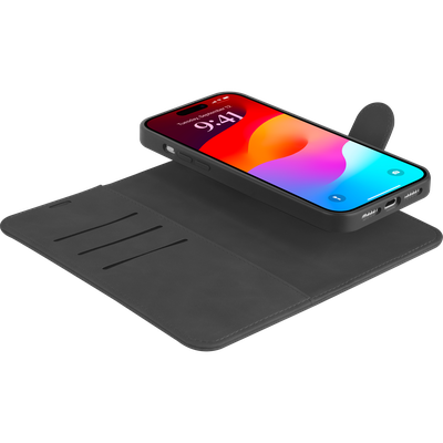 Cazy Uitneembaar Wallet Hoesje voor iPhone 15 - Magfit 2-in-1 Hoesje met Pasvakjes - Zwart