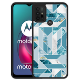 Hardcase hoesje geschikt voor Motorola Moto G10 - Blauw Marmer Patroon