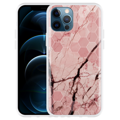 Cazy Hoesje geschikt voor iPhone 12 Pro - Pink Marble