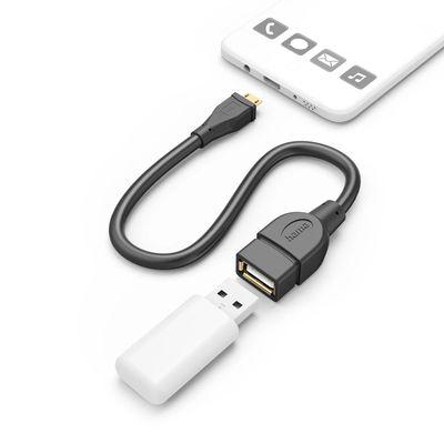 Hama Micro-USB naar USB-A OTG Data Converter - 15cm - Zwart