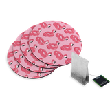 4 Rubberen Onderzetters - Design Inflatable Flamingos - Rond