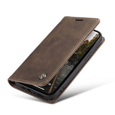 CASEME iPhone 15 Retro Wallet Case - Coffee