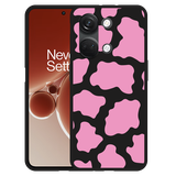 Hoesje Zwart geschikt voor OnePlus Nord 3 5G Roze Koeienvlekken