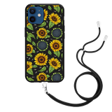 Hoesje met Koord Zwart geschikt voor iPhone 12/12 Pro - Sunflowers