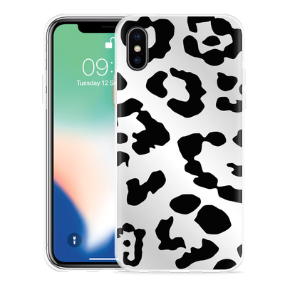 Cazy Hoesje geschikt voor iPhone Xs - Luipaard Zwart Wit