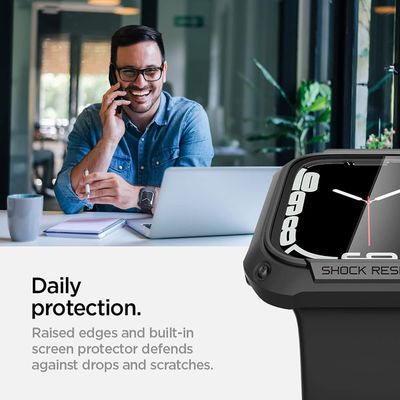 Spigen Tough Armor geschikt voor Apple Watch 9/8/7 45mm Hoesje - Zwart