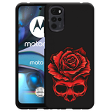 Hoesje Zwart geschikt voor Motorola Moto G22 - Red Skull