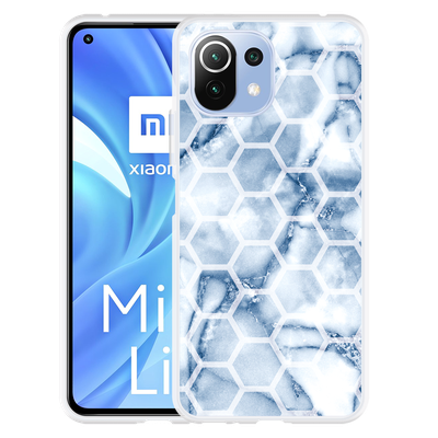 Cazy Hoesje geschikt voor Xiaomi Mi 11 Lite - Blue Marble Hexagon