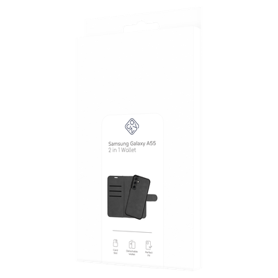 Cazy Uitneembaar Wallet Hoesje voor Samsung Galaxy A55 - Magnetisch 2-in-1 Hoesje met Pasvakjes - Zwart