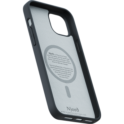 Njord Collections Suede Comfort+ Hoesje geschikt voor iPhone 15 Plus - 2M valbescherming - Gerecycled / Duurzaam materiaal - Zwart