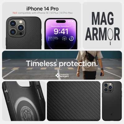 Hoesje geschikt voor iPhone 14 Pro - Spigen Mag Armor Case Magfit - Zwart