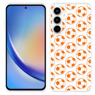 Cazy Hoesje geschikt voor Samsung Galaxy A35 Orange Soccer Balls