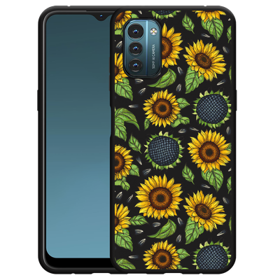 Cazy Hoesje Zwart geschikt voor Nokia G11/G21 - Sunflowers