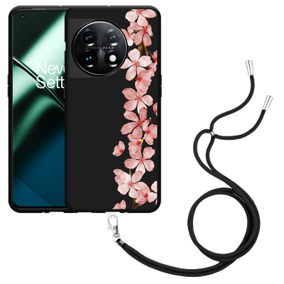 Cazy Hoesje met koord Zwart geschikt voor OnePlus 11 Flower Branch