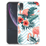 Hoesje geschikt voor iPhone Xr - Flamingo Flowers