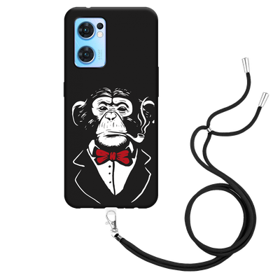 Cazy Hoesje met Koord Zwart geschikt voor Oppo Find X5 Lite - Smoking Chimp
