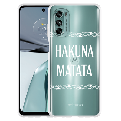 Cazy Hoesje geschikt voor Motorola Moto G62 5G - Hakuna Matata white