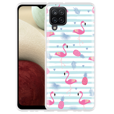 Cazy Hoesje geschikt voor Samsung Galaxy A12 - Flamingo Ananas