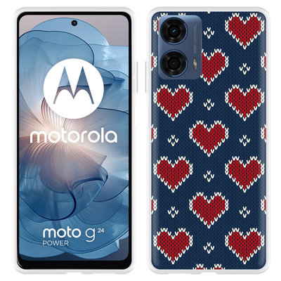 Cazy Hoesje geschikt voor Motorola Moto G04/G04s/G24/G24 Power Gebreide Hartjes