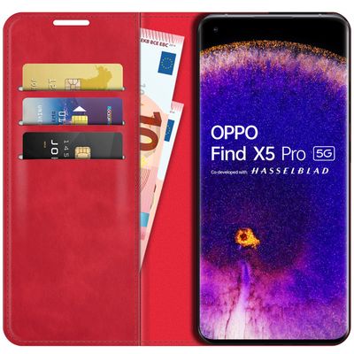 Cazy Wallet Magnetic Hoesje geschikt voor Oppo Find X5 Pro - Rood