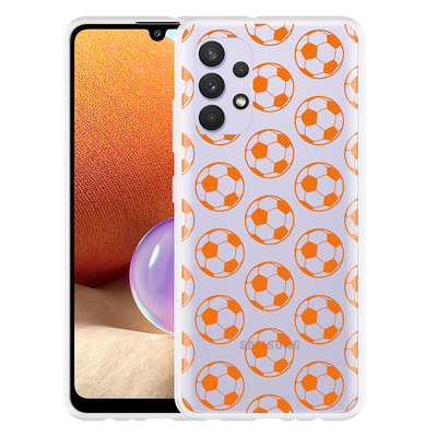 Cazy Hoesje geschikt voor Samsung Galaxy A32 4G - Orange Soccer Balls