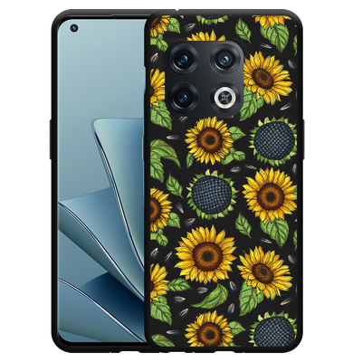 Cazy Hoesje Zwart geschikt voor OnePlus 10 Pro - Sunflowers