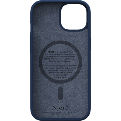 Njord Collections Hoesje geschikt voor iPhone 15 - Zalm Leder - Blauw