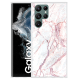Hoesje geschikt voor Samsung Galaxy S22 Ultra - White Pink Marble