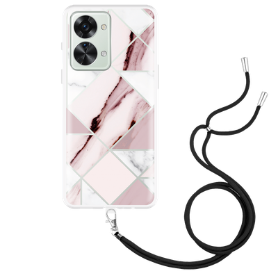 Cazy Hoesje met Koord geschikt voor OnePlus Nord 2T - Roze Marmer