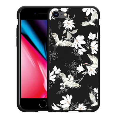 Cazy Hoesje Zwart geschikt voor iPhone SE 2020 - White Bird