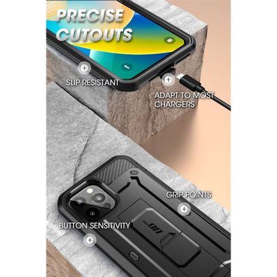 Supcase Unicorn Beetle Pro Hoesje geschikt voor iPhone 14 Pro - Met ingebouwde screen protector - Zwart
