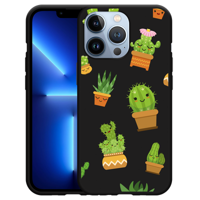 Cazy Hoesje Zwart geschikt voor iPhone 13 Pro - Happy Cactus