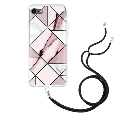 Cazy Hoesje met Koord geschikt voor iPhone 7 - Roze Marmer