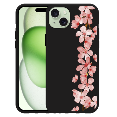 Cazy Hoesje Zwart geschikt voor iPhone 15 Plus Flower Branch