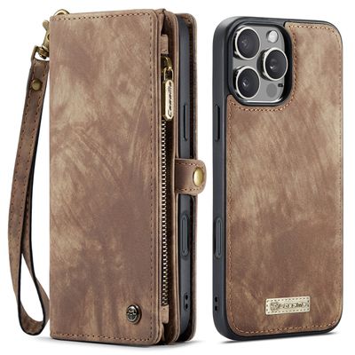 Caseme Hoesje geschikt voor iPhone 16 Pro Max - Luxe Leren Portemonnee Hoesje - Bruin