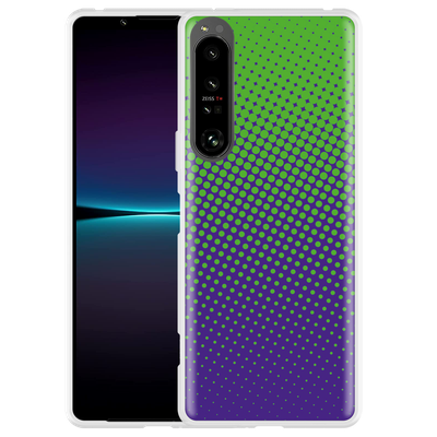 Cazy Hoesje geschikt voor Sony Xperia 1 IV - Lime Paarse Cirkels