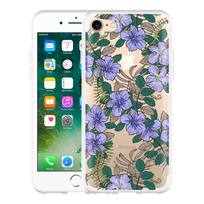 Cazy Hoesje geschikt voor iPhone 7 - Purple Flowers