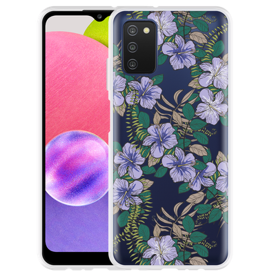 Cazy Hoesje geschikt voor Samsung Galaxy A03s - Purple Flowers